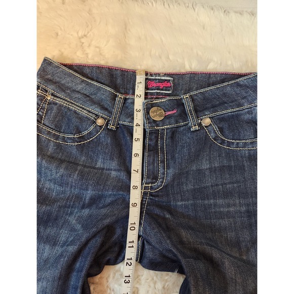 Wrangler Women's Blue Solid Low Rise Five Pockets Straight Leg Jeans Size 32 - Picture 6 of 7
